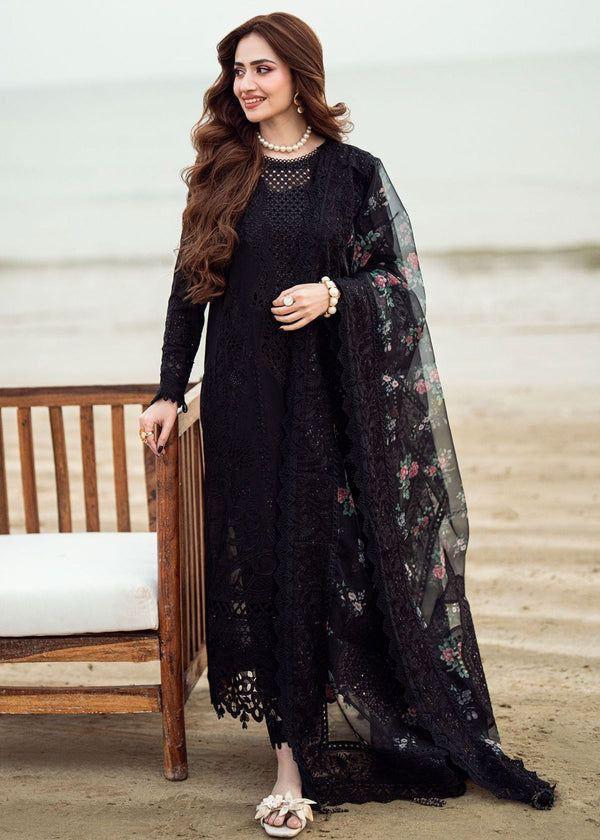 Embroidery lawn with chikenkari work